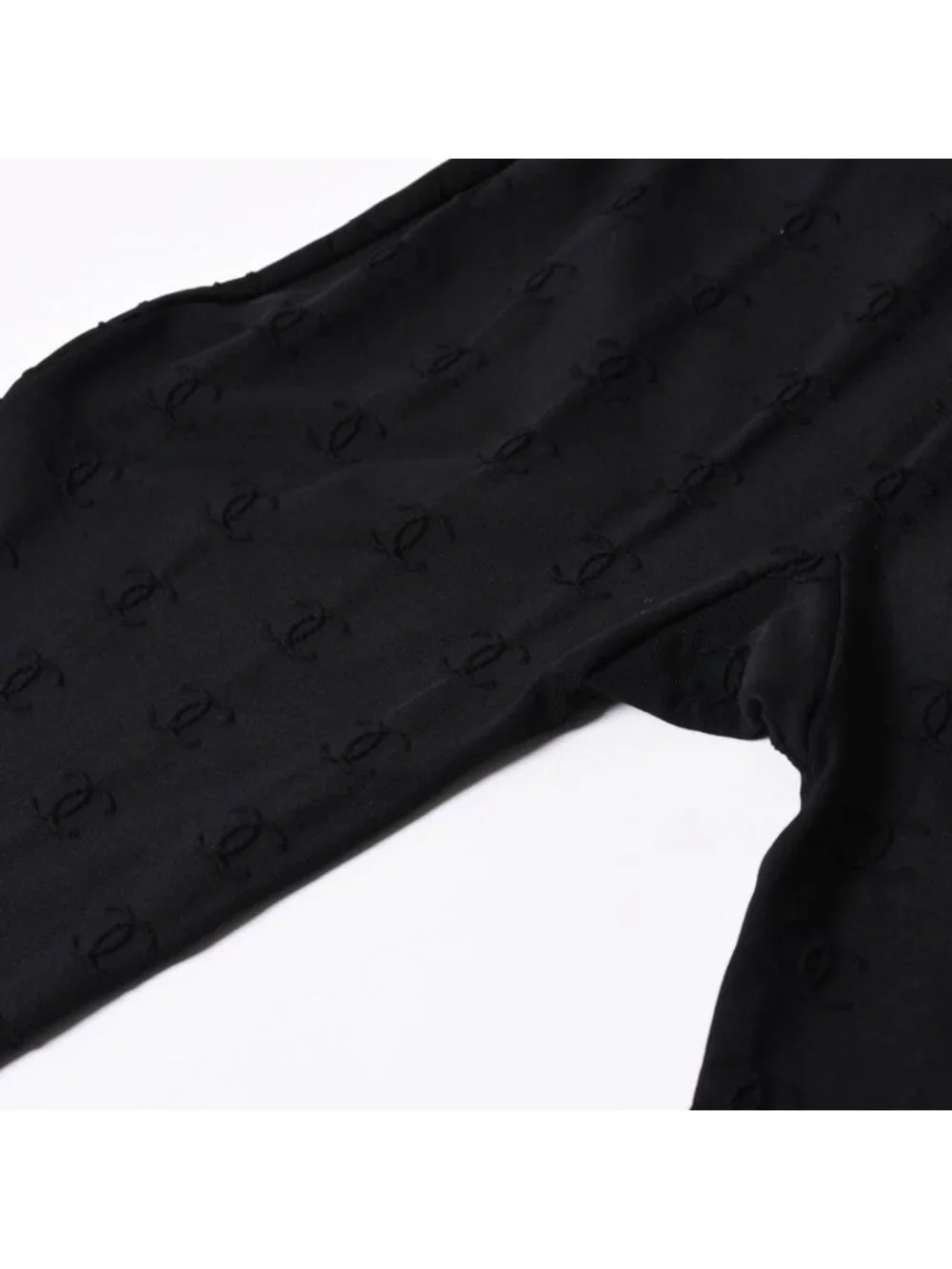 Chanel Camisole Jumpsuit CC Logo Nylon Spandex Black 40